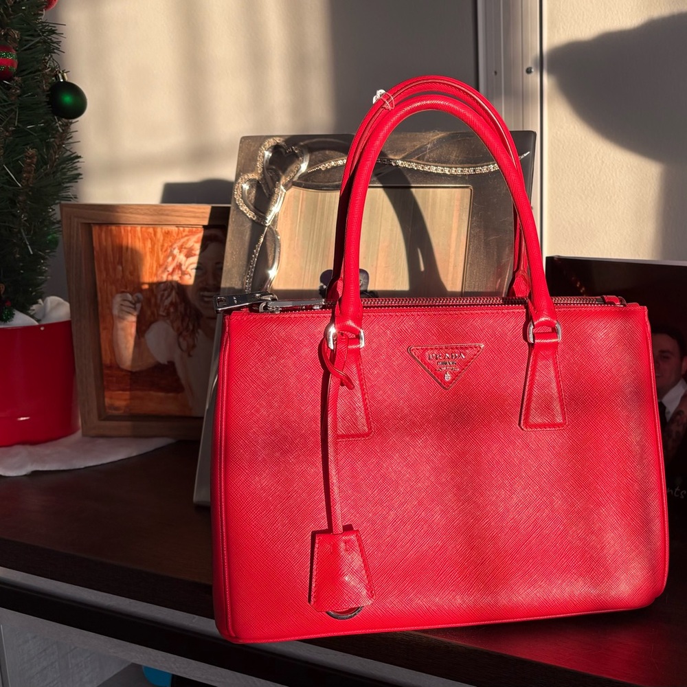 Prada Red Galleria Satchel Double Zip
